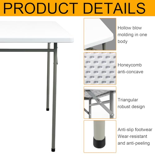 White 3ft Rectangular Plastic Folding Table S490252