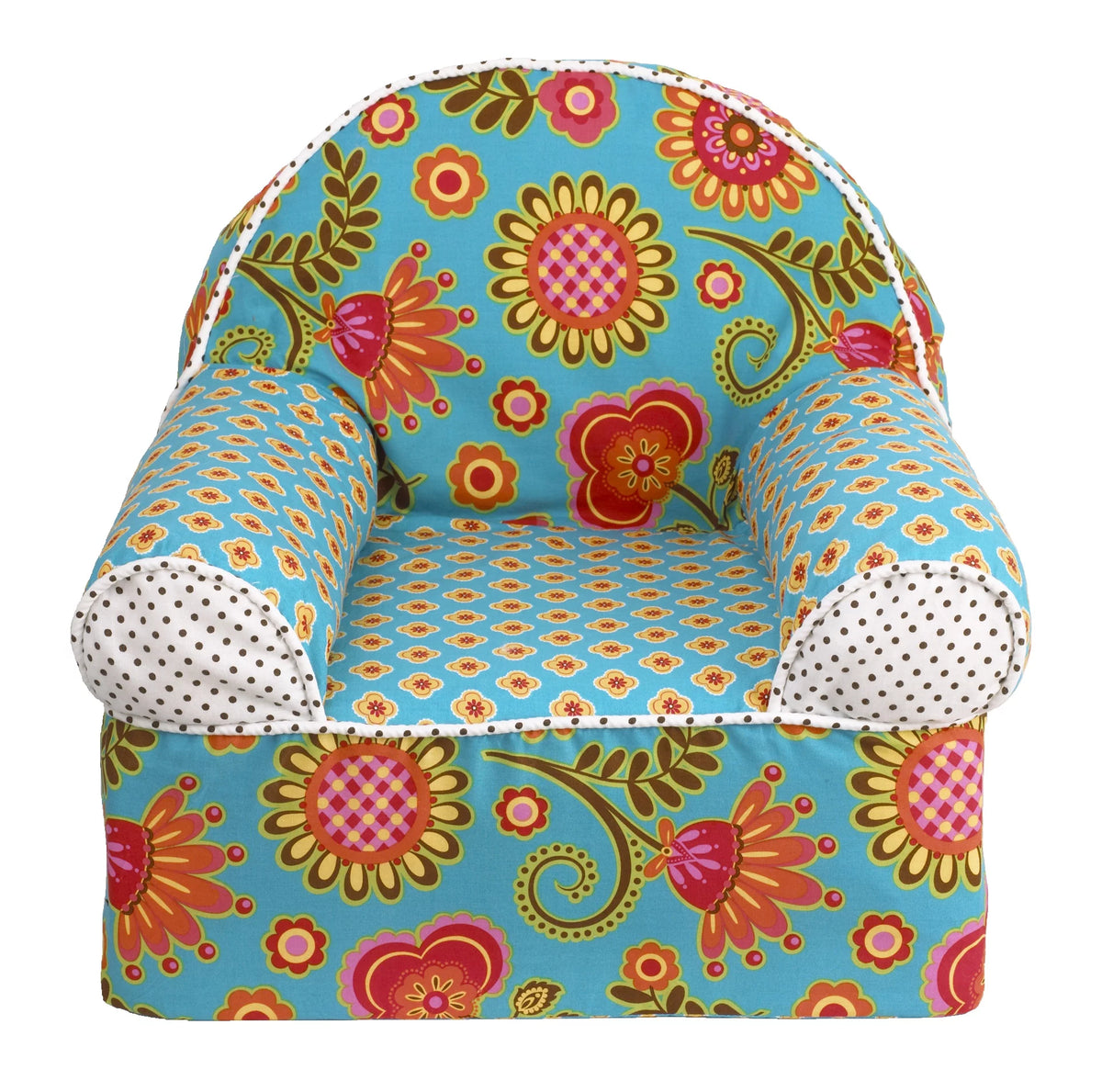 Turquoise Orange Multi Color Floral Dot Foam Chair D772