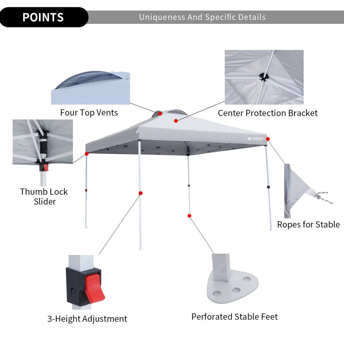 Grey 10x10ft Pop Up Outdoor Canopy Tent with Wheeled Carrying Bag I313004