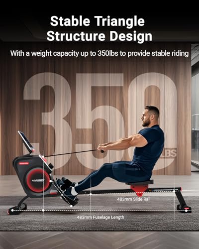 Magnetic Rowing Machine with Bluetooth, 350 LB Weight Capacity F89957