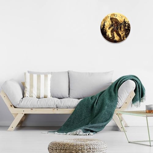 Golden Moon Wall Clock Silent Non-Ticking Round Wooden Clock Battery Operated 40*40cm Q259