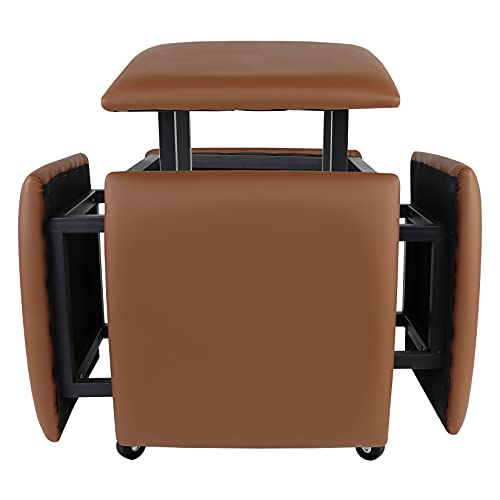 Leather Nesting Ottoman Cube Chair with Wheels P752