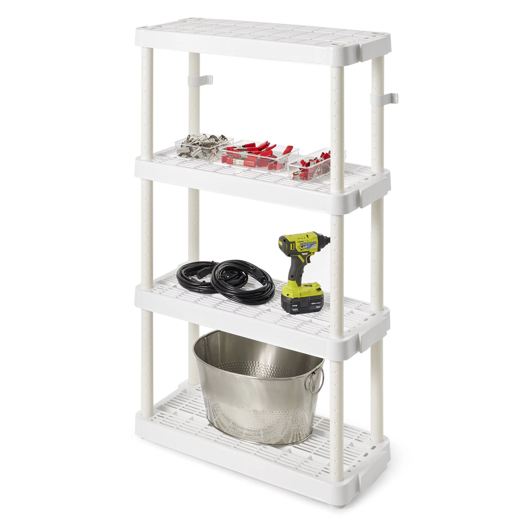 White 4 Shelf Adjustable Height Storage Unit (2 Pack) N86692