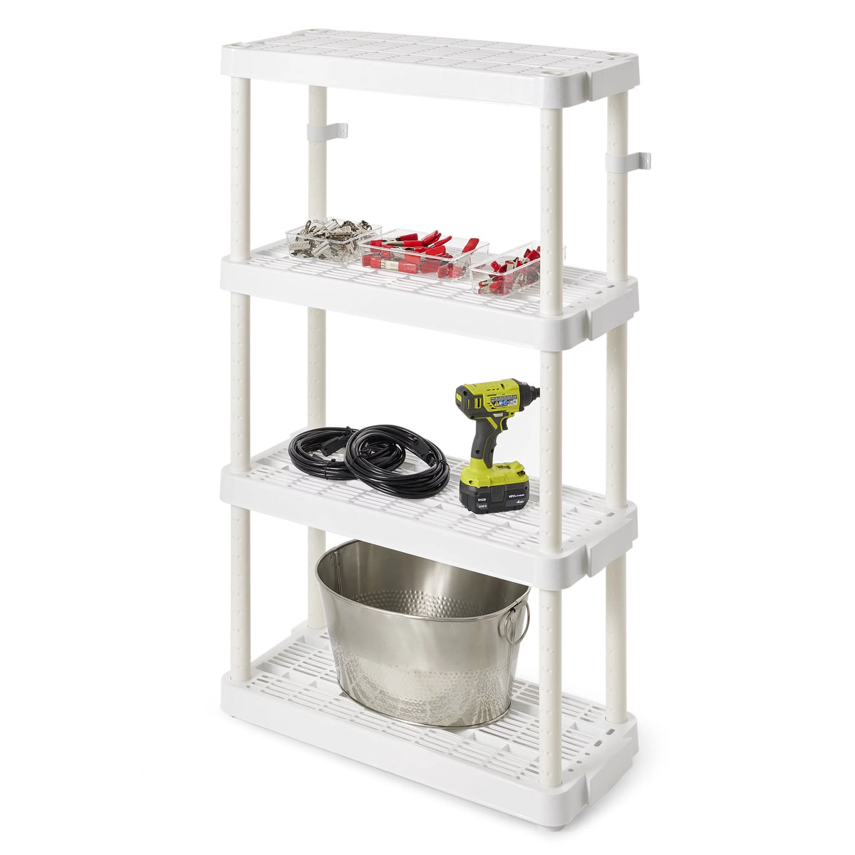 White 4 Shelf Adjustable Height Storage Unit (2 Pack) N86692