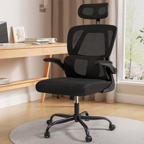 Black High Back Mesh Office Chair with Adjustable Lumbar Support J357906