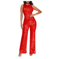 Sequin Sparkly Off the Shoulder Slim Jumpsuit E5265