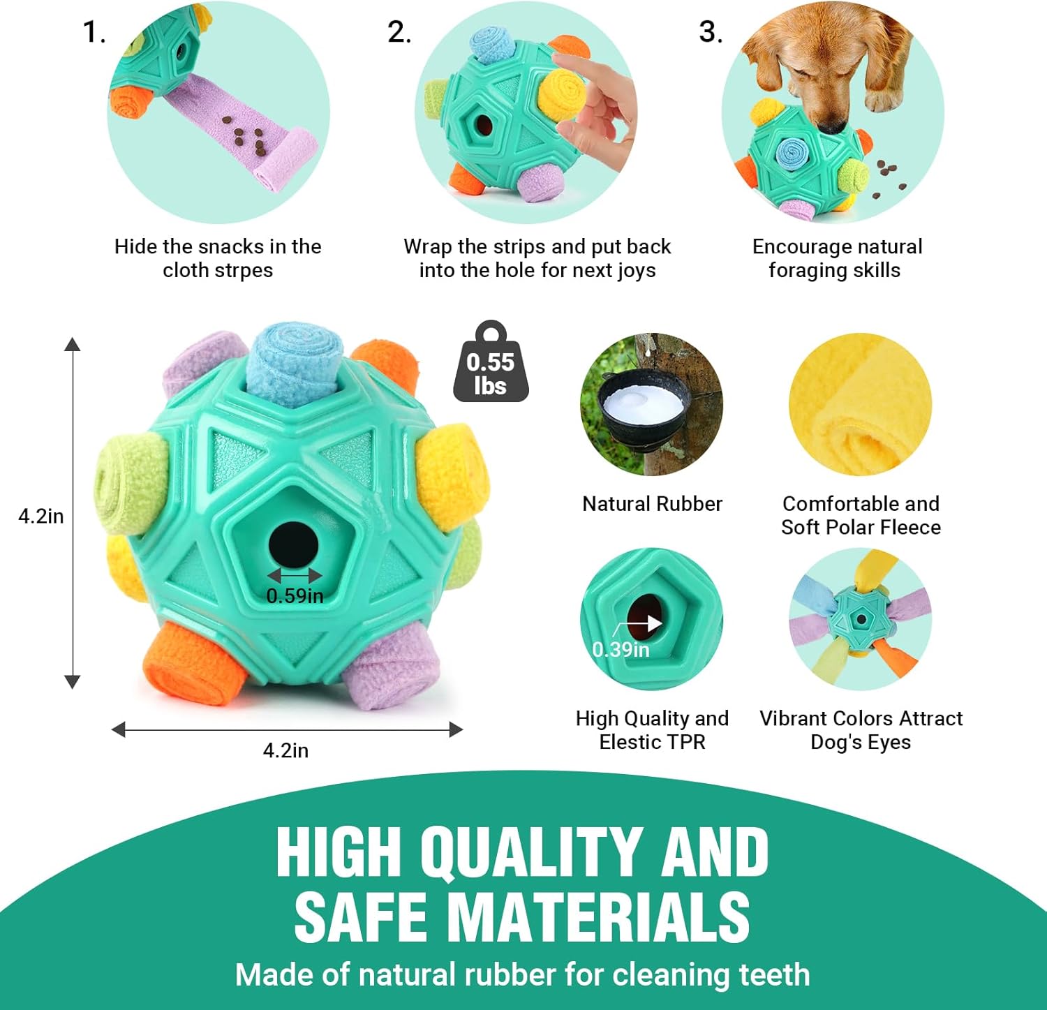 Dog Puzzle Toy Snuffle Ball Treat Dispensing Toy, Machine Washable E337