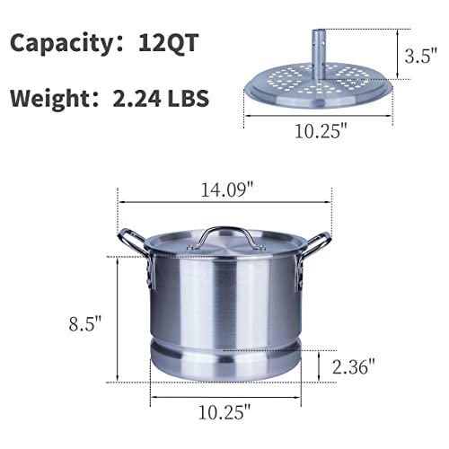 32 Quart Aluminum Tamale Steamer Pot with Steamer Rack and Tube B891504