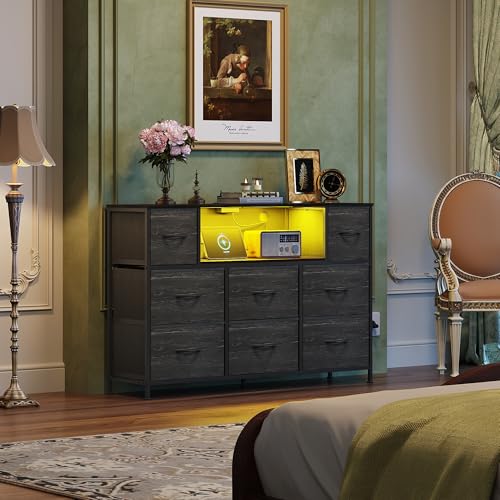 8 Drawer Fabric Dresser with LED Lights Q1778