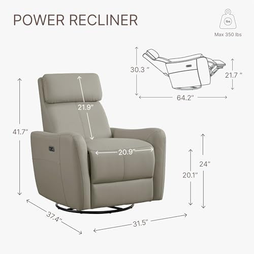 Terracotta Brown Power Leather Swivel Rocker Recliner Sofa K544988