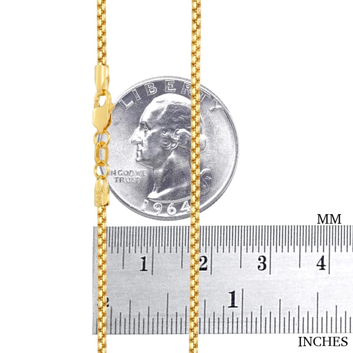 14k Yellow Gold 1.5mm Round Box Chain Venetian Link Pendant Necklace 16" 18" 20" 22" 24" 26" 28" 30" R99094