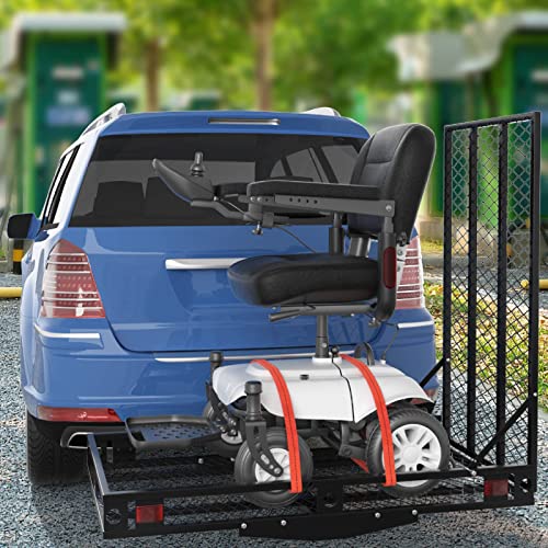 Heavy Duty Folding Hitch Cargo Carrier with Ramp, 500LBS Weight Capacity K446