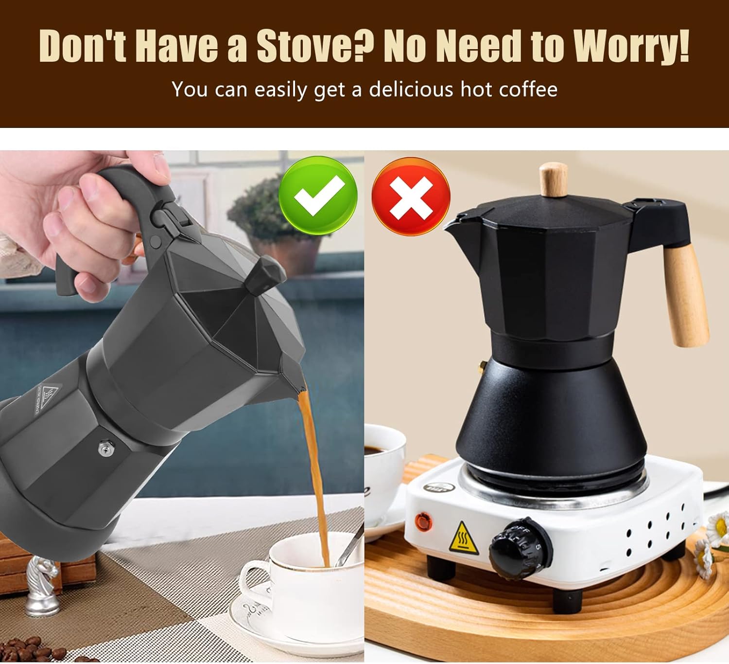 6 Cup Aluminum Electric Mocha Pot X51449