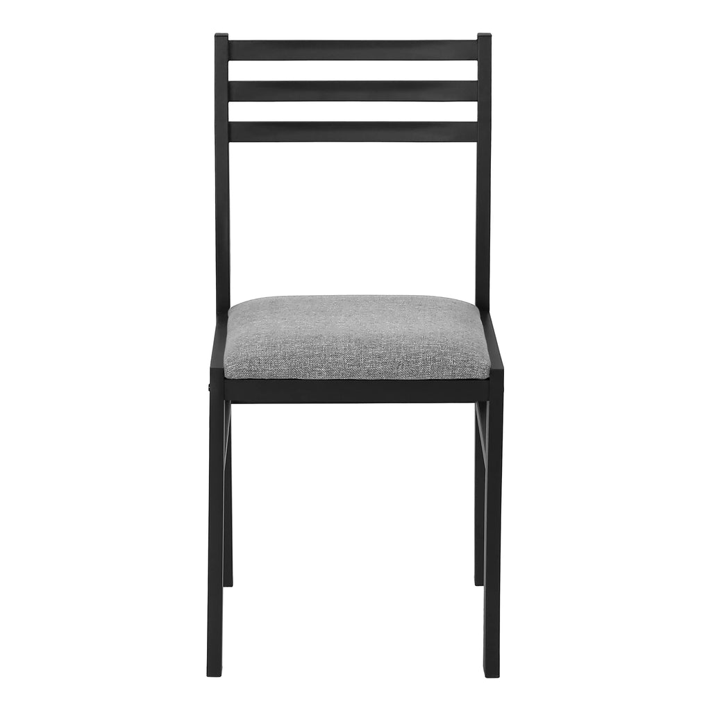 Gray 3pcs Drop Leaf Dining Table Set with Black Metal W49633