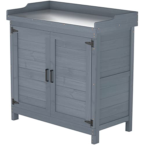 Natural Wooden Storage Cabinet with Potting Bench Z6868