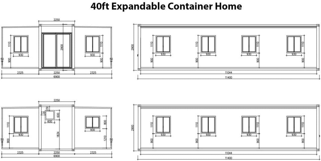 40FT Portable Prefab House with 3 Bedroom 1 Bathroom and Kitchen Z7296