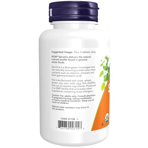 Organic Spirulina 1000mg Tablets - 300 Count - Non-GMO Supplement K37077