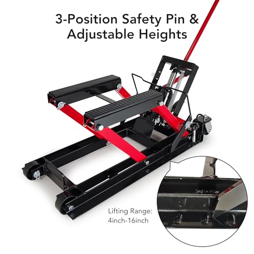 1500 LBS Capacity Steel Motorcycle Lift Jack with Wheels E943580
