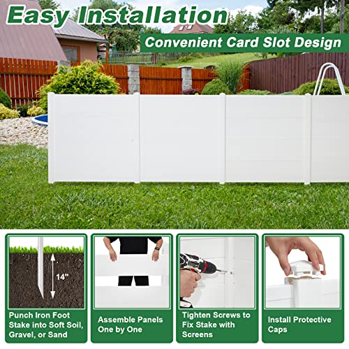 White 2 Panel Outdoor Privacy Screen with Iron Stakes M4754