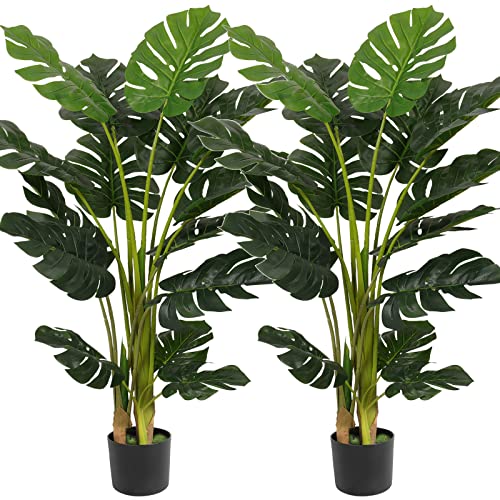 Artificial Monstera Deliciosa Plant 4ft Tall 15 Decorative Split Leaves Faux Swiss Cheese Plant N806