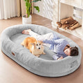 Giant Foldable Faux Fur Memory Foam Dog Bed Black B40371