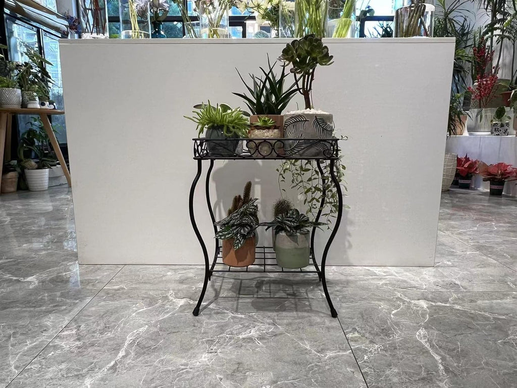 18.7'' Tall Rectangular Metal Plant Stand Black F958