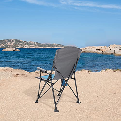 Tan & Gray Heavy-Duty Folding Camping Quad Chair with Cup Holder Y741