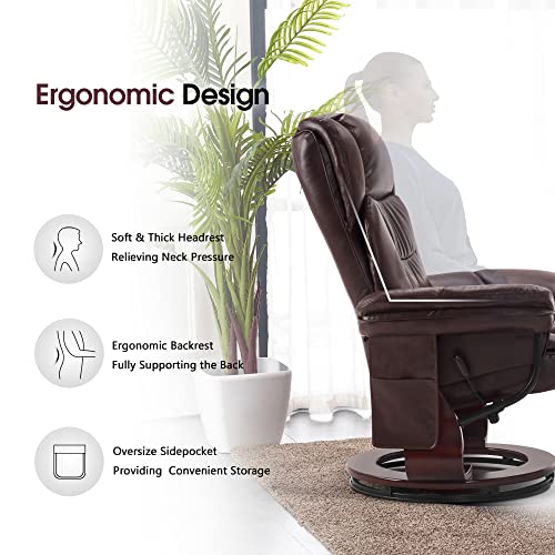 Grey Faux Leather Swivel Recliner with Ottoman Y43894