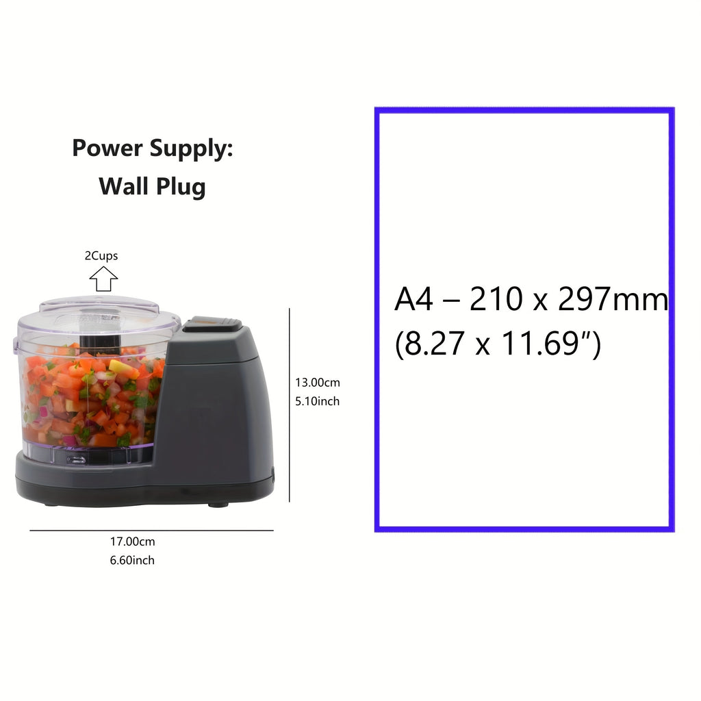 2 Cups Electric Vegetable Chopper & Mini Food Processor N260513