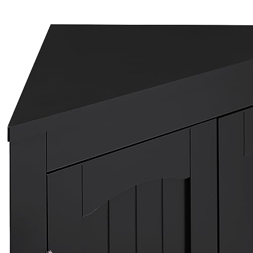 Black Corner Storage Cabinet with 2 Doors C43107