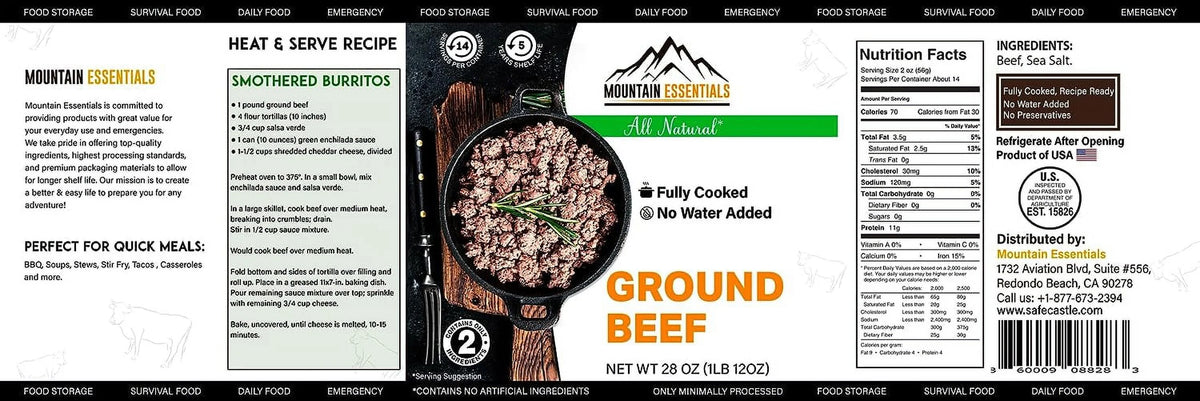 6 Cans Pack Canned Ground Beef 28 Ounce Cans Fully Cooked L37989