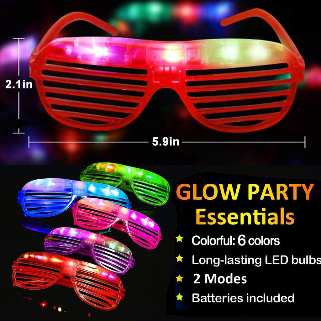 20Pack LED Glow Glasses Plastic Shutter Shades W8702
