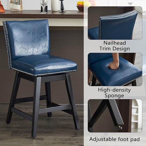 White Upholstered Swivel Bar Stools Set of 2 V321