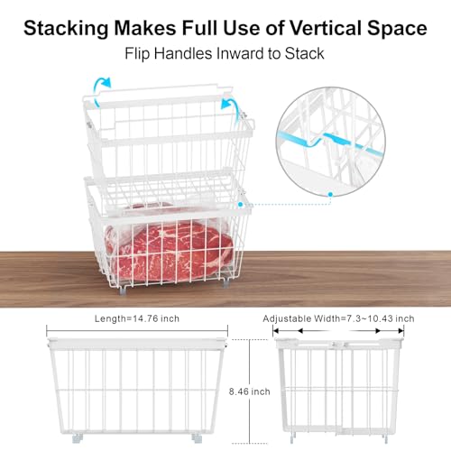 3 Pack Adjustable Black Freezer Organizer Bins H91827
