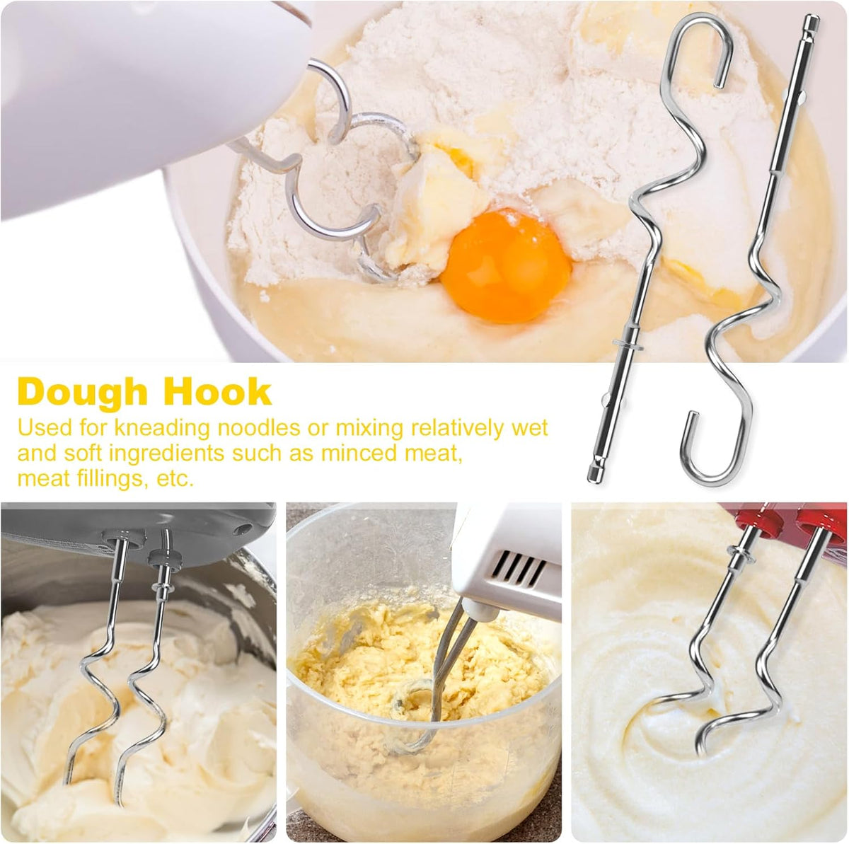 Hand Mixer Beaters Whisk & Dough Hooks (Pack of 4) P417