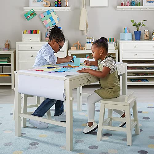 Creamy White Wooden Art Table with Storage Drawers B43165