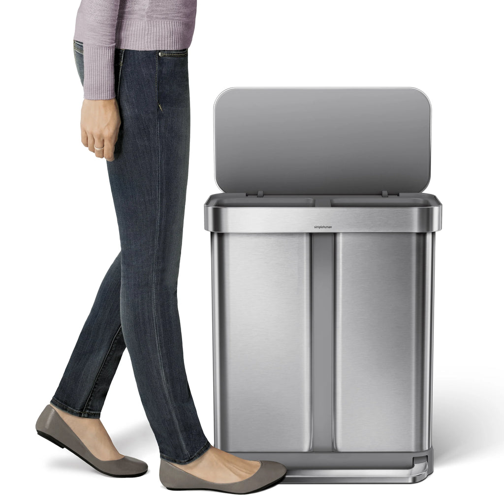 58 Liter Stainless Steel Dual Compartment Step Trash Can J4150