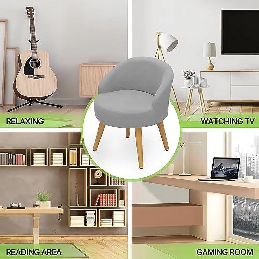 Grey Velvet Accent Chair with Wood Legs K895346