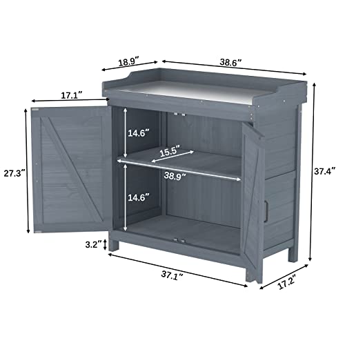 Natural Wooden Storage Cabinet with Potting Bench Z6868