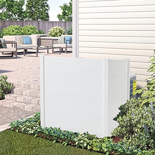 White 2 Panel Outdoor Privacy Screen with Iron Stakes M4754