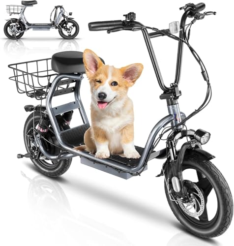 1200W Electric Scooter with Seat, 14" Fat Tire, 500Wh Battery, Foldable E37125