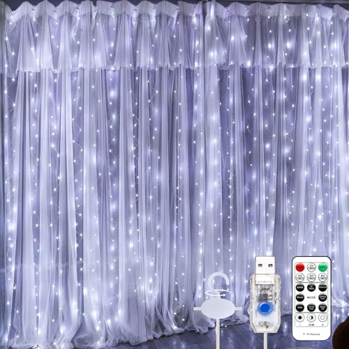 19.6ft x 9.8ft Warm White Curtain String Light Q3334