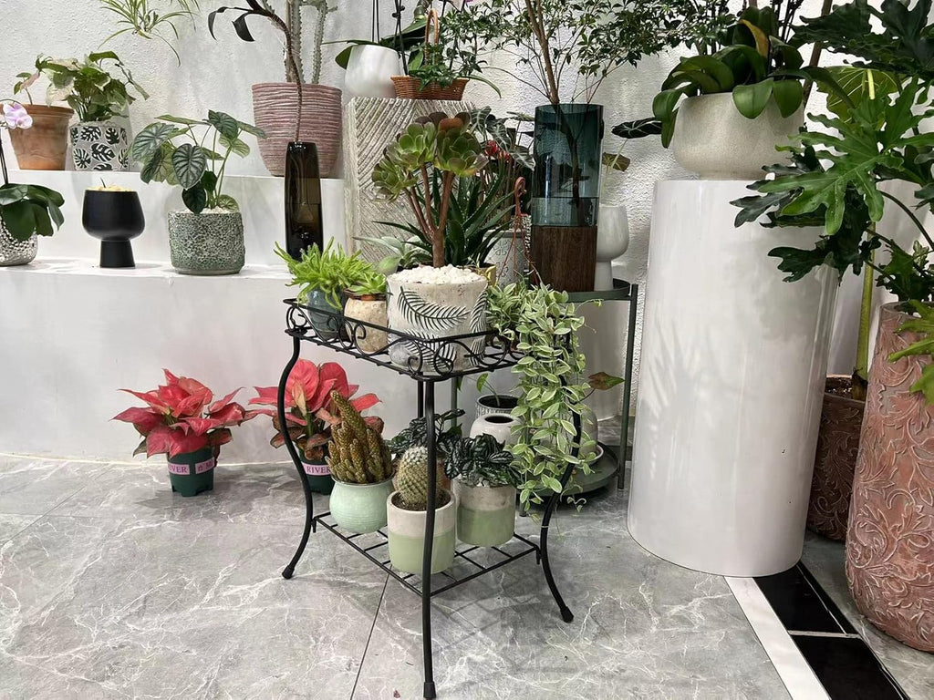 18.7'' Tall Rectangular Metal Plant Stand Black F958