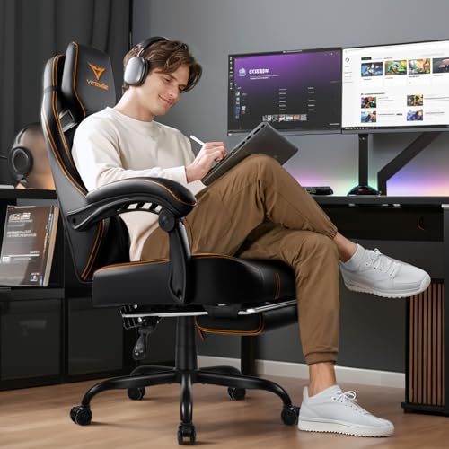 Big and Tall Gaming Chair with Footrest, Ergonomic Computer Chair (Black+Red) S5500