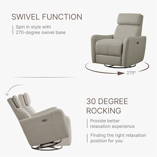 Terracotta Brown Power Leather Swivel Rocker Recliner Sofa K544988
