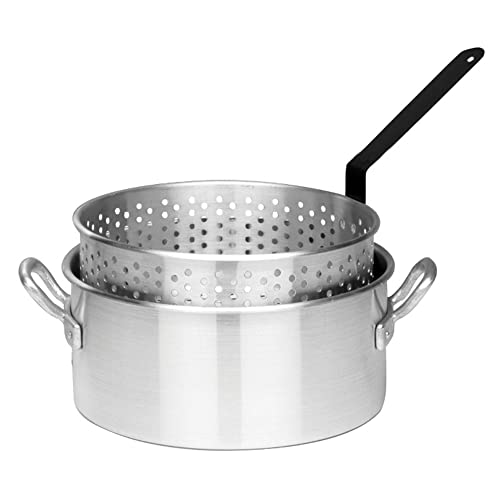 10-qt Aluminum Fry Pot with Perforated Aluminum Basket Z11591