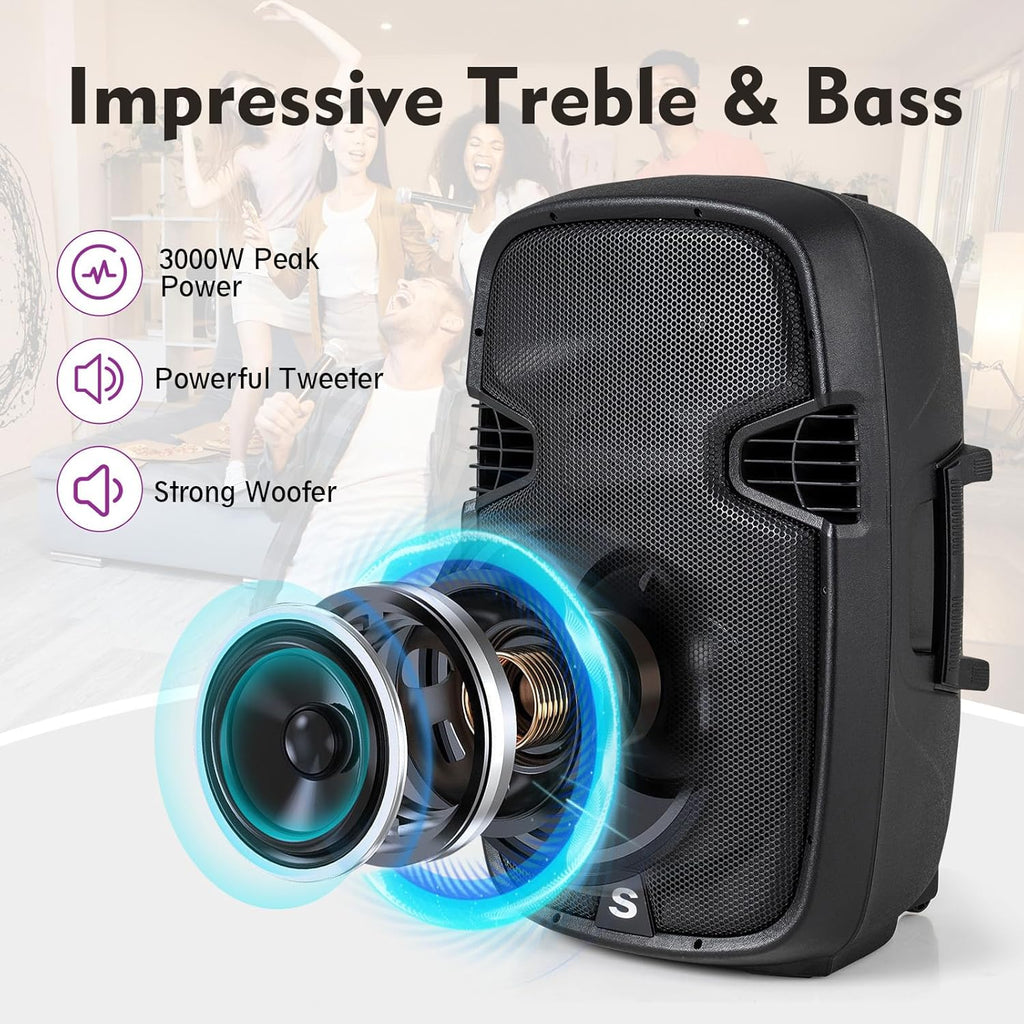 3000W 2-Way Active + Passive PA Speaker System with Bluetooth N55214