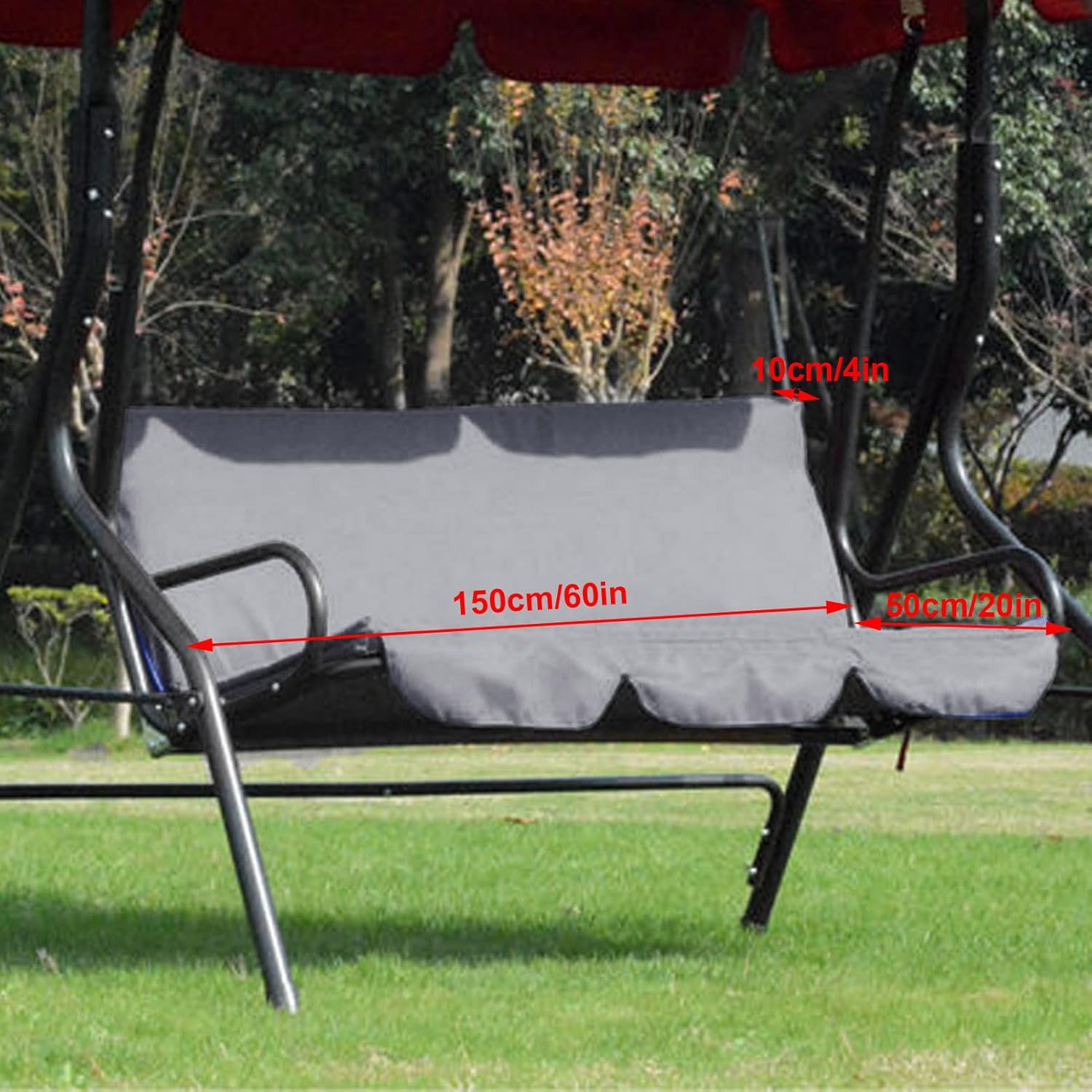 3 Seats Outdoor Canopy Swing Glider with Cushion Cover (Grey) V673
