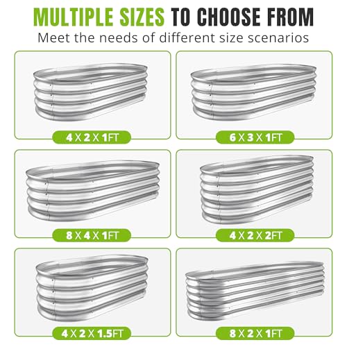Galvanized Raised Garden Bed Planter Boxes, Large Oval Metal, Silver D80477