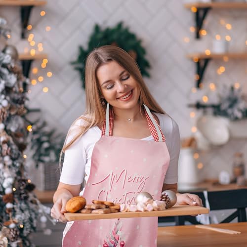 4Pcs Pink Christmas Kitchen Cooking Aprons A64332